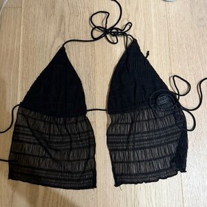 black sheer halter top